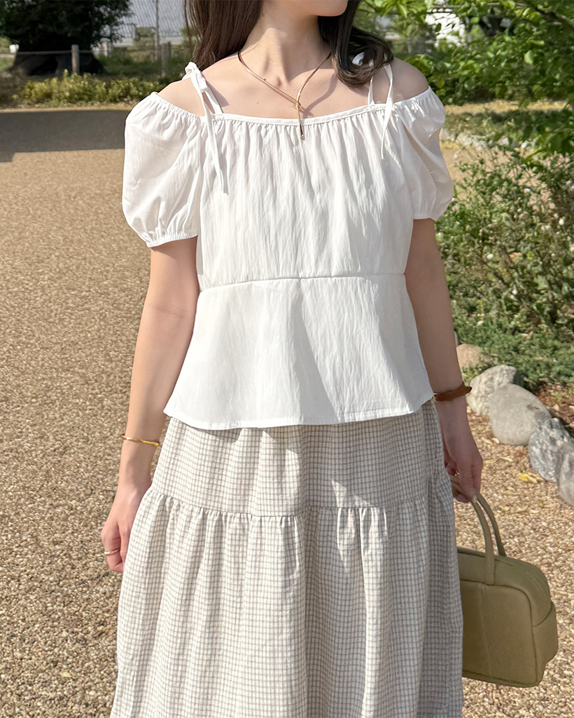 2wayリボンストラップブラウス