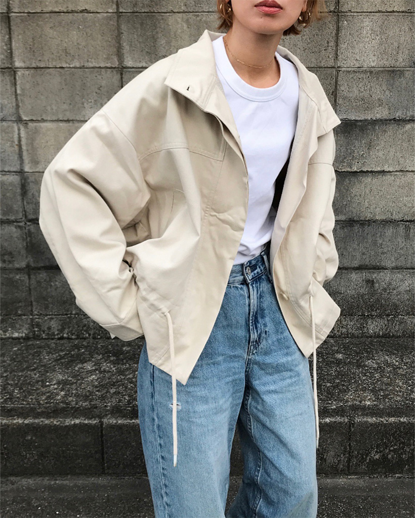 ショート丈ハイネックミリタリージャケット