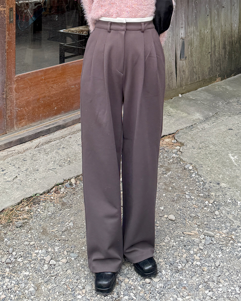 ウエスト配色ツーピンタックスラックス