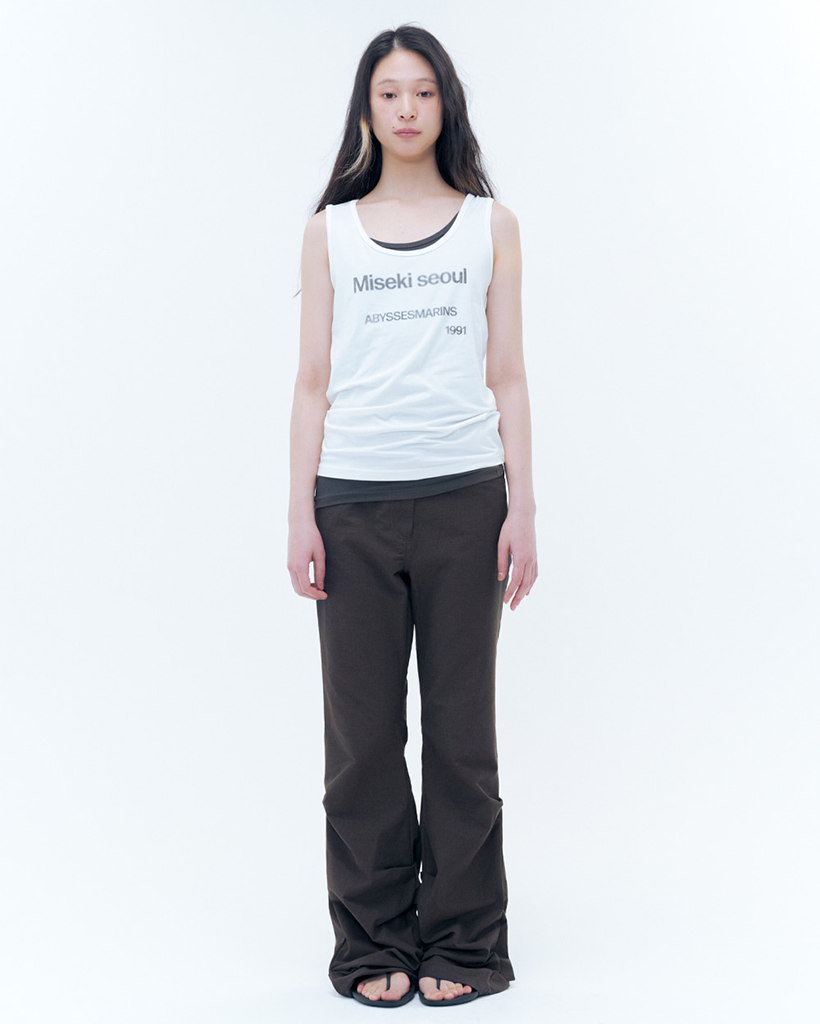 Cotton shirring bootscut pants BROWN | ファッション通販