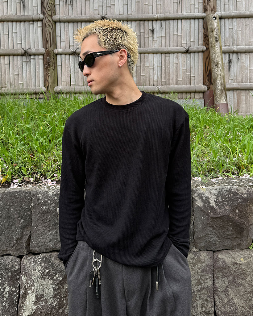 バックチャームリブロングTシャツ