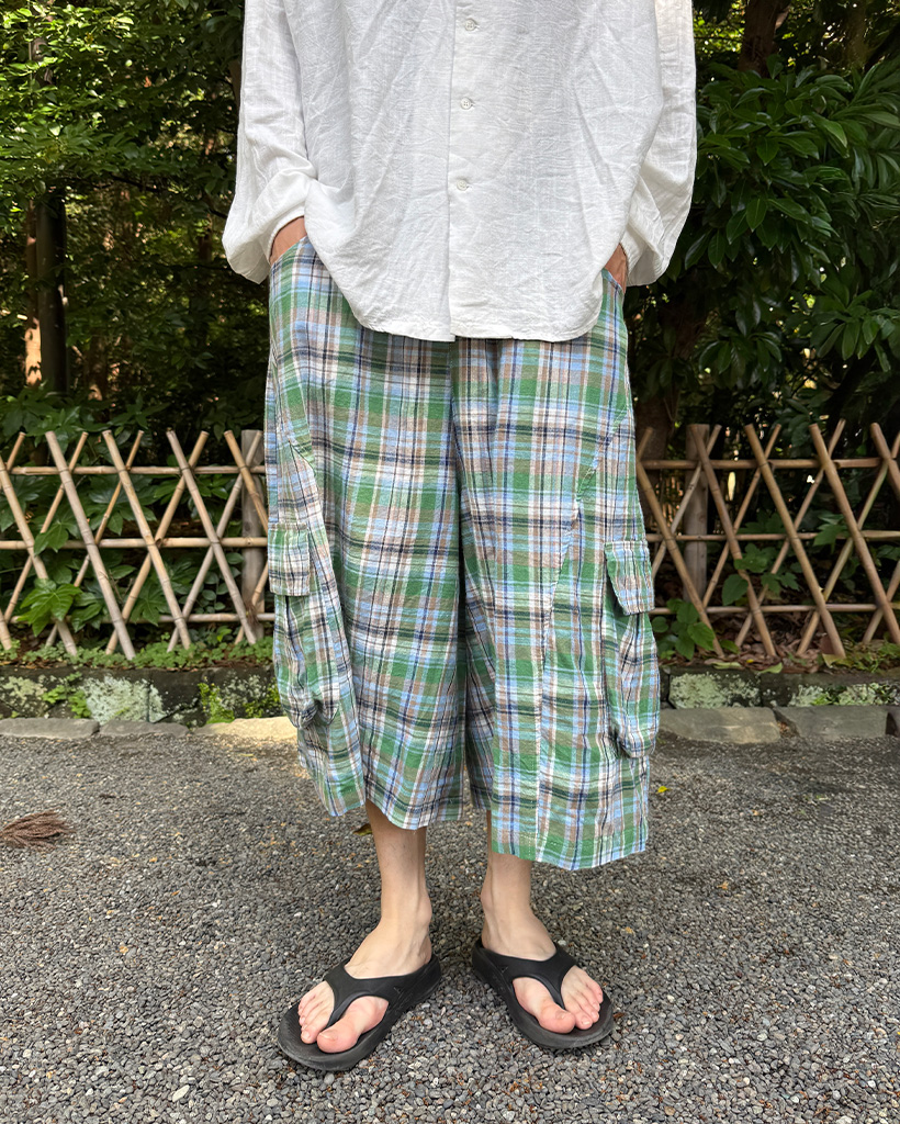 ルーズチェックカーゴバミューダパンツ