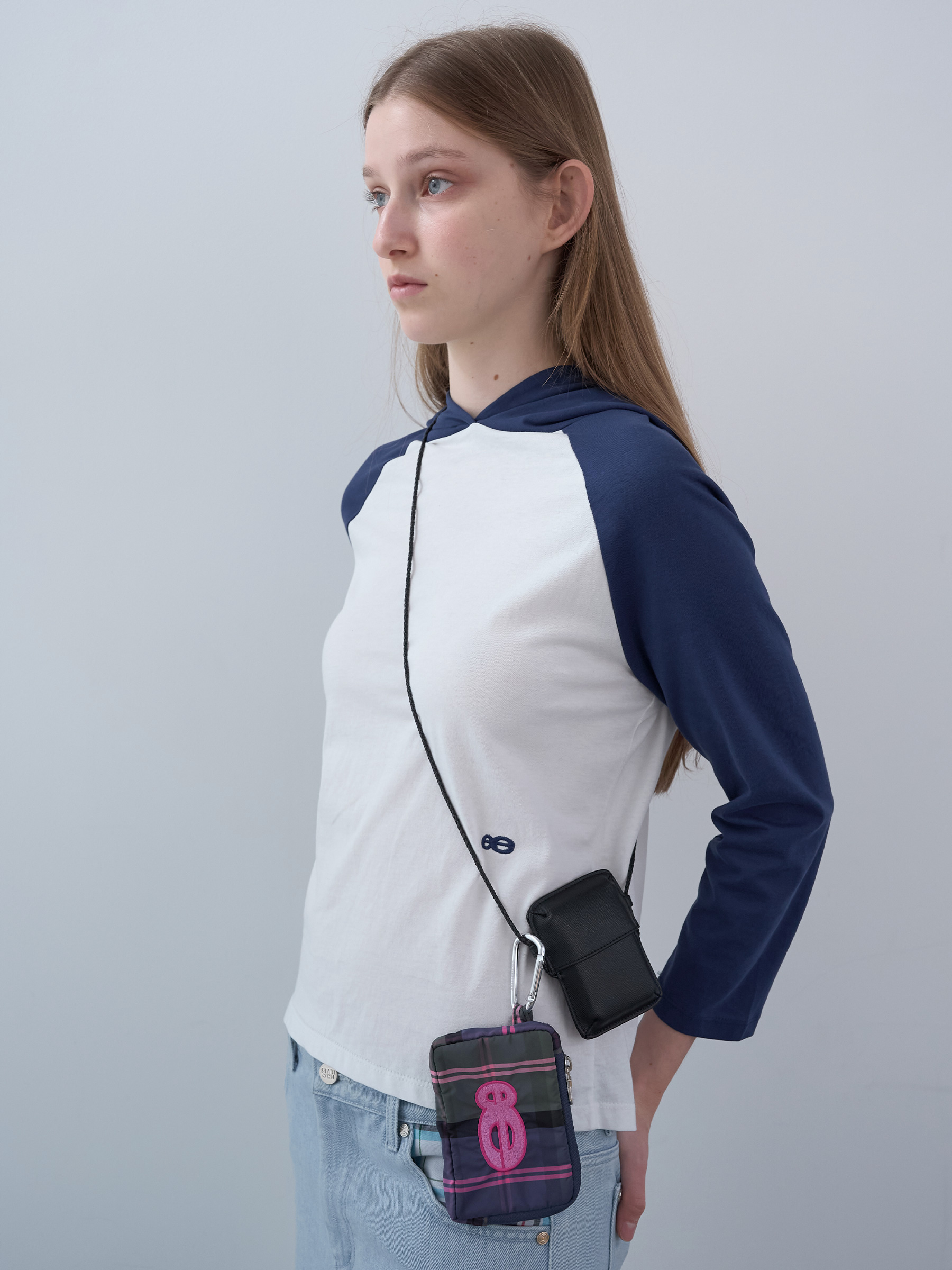 Double Logo Checked Wallet (Navy)