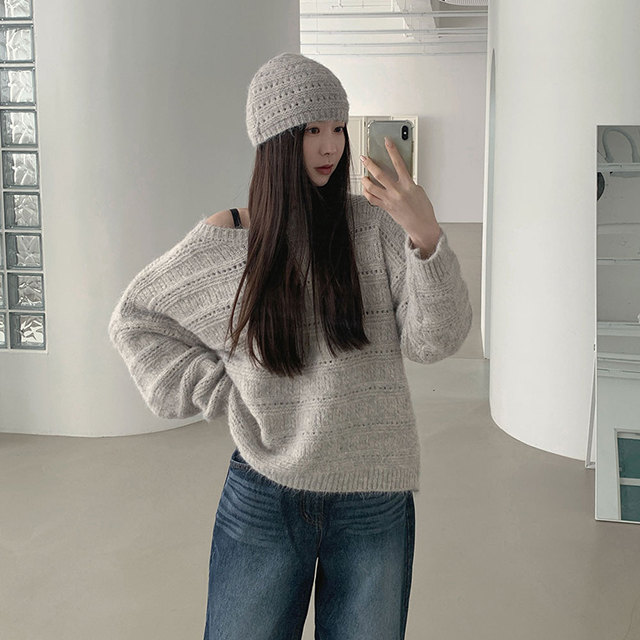 [SET]パンチングオーバーサイズニット&ビーニーセット