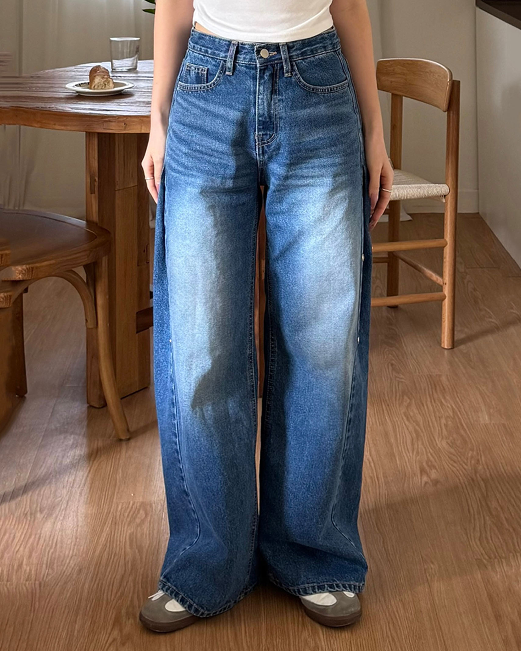 [1回再販](ORIGINAL) 3ウェイボタンワイドデニムパンツ