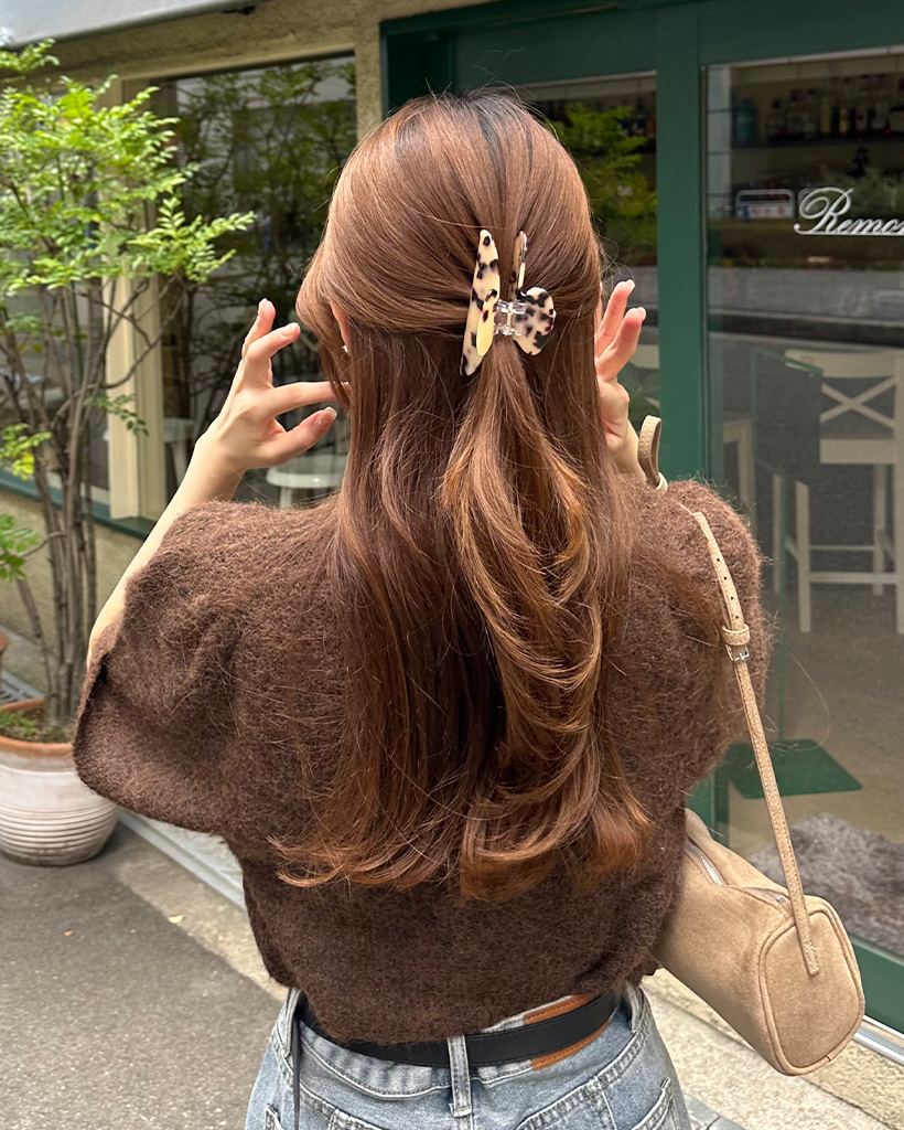 レオパードハーフサークルヘアクリップ
