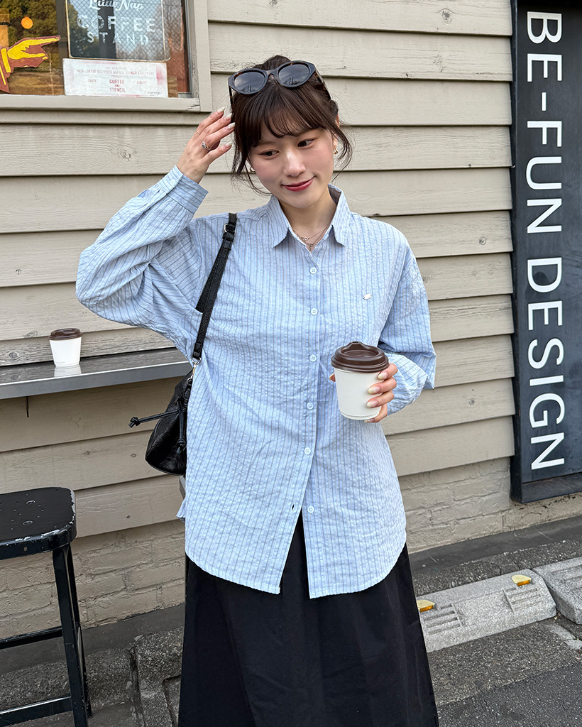 ストライプペンダントシャツ