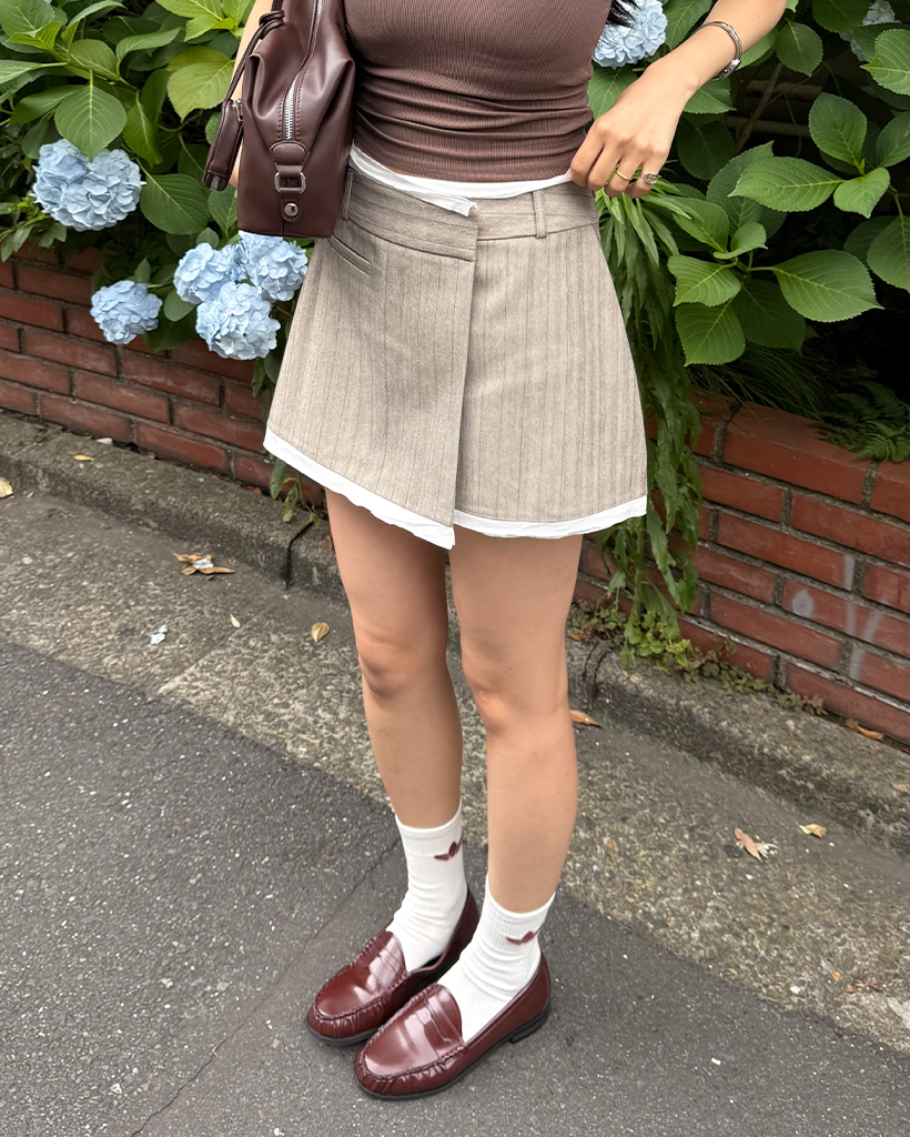 ストライプレイヤードミニスカート