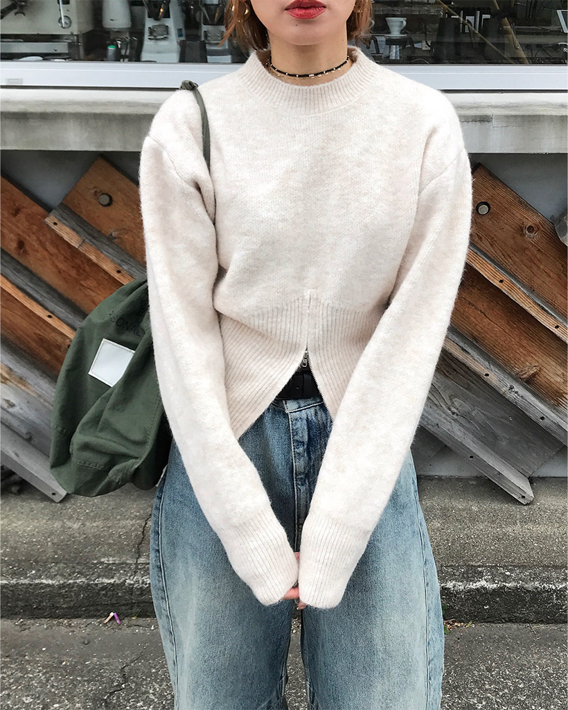 ウエストスリットニット