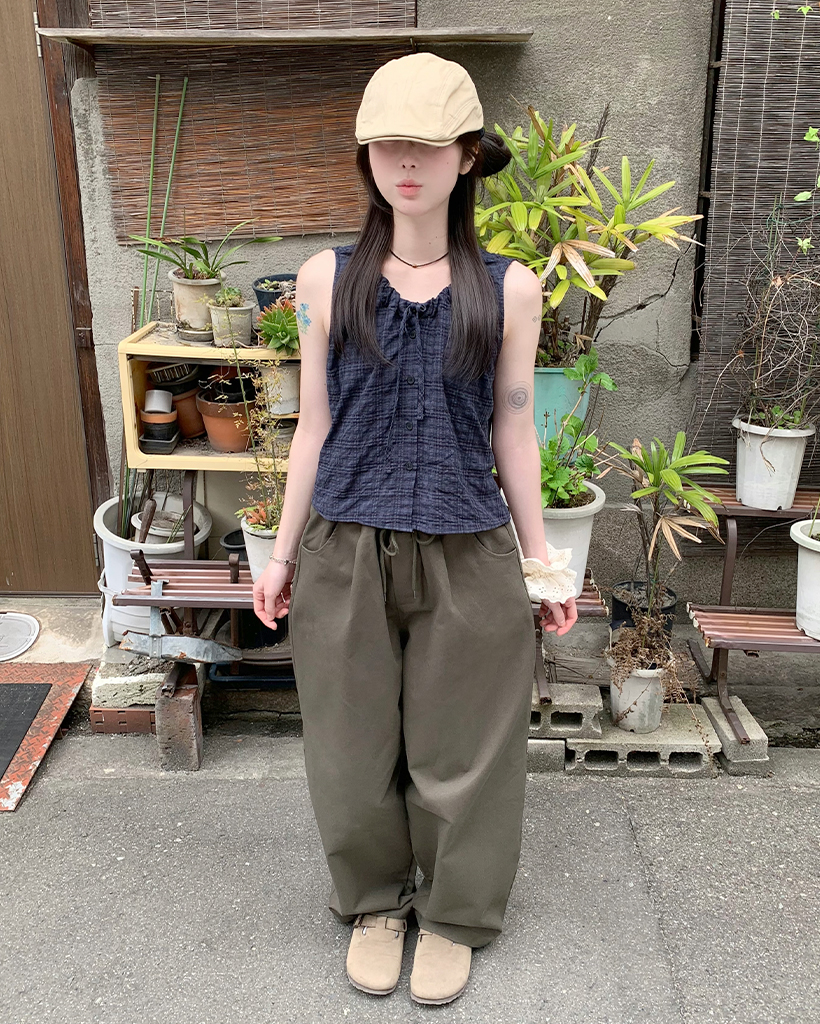 コットンバンディングカーブパンツ