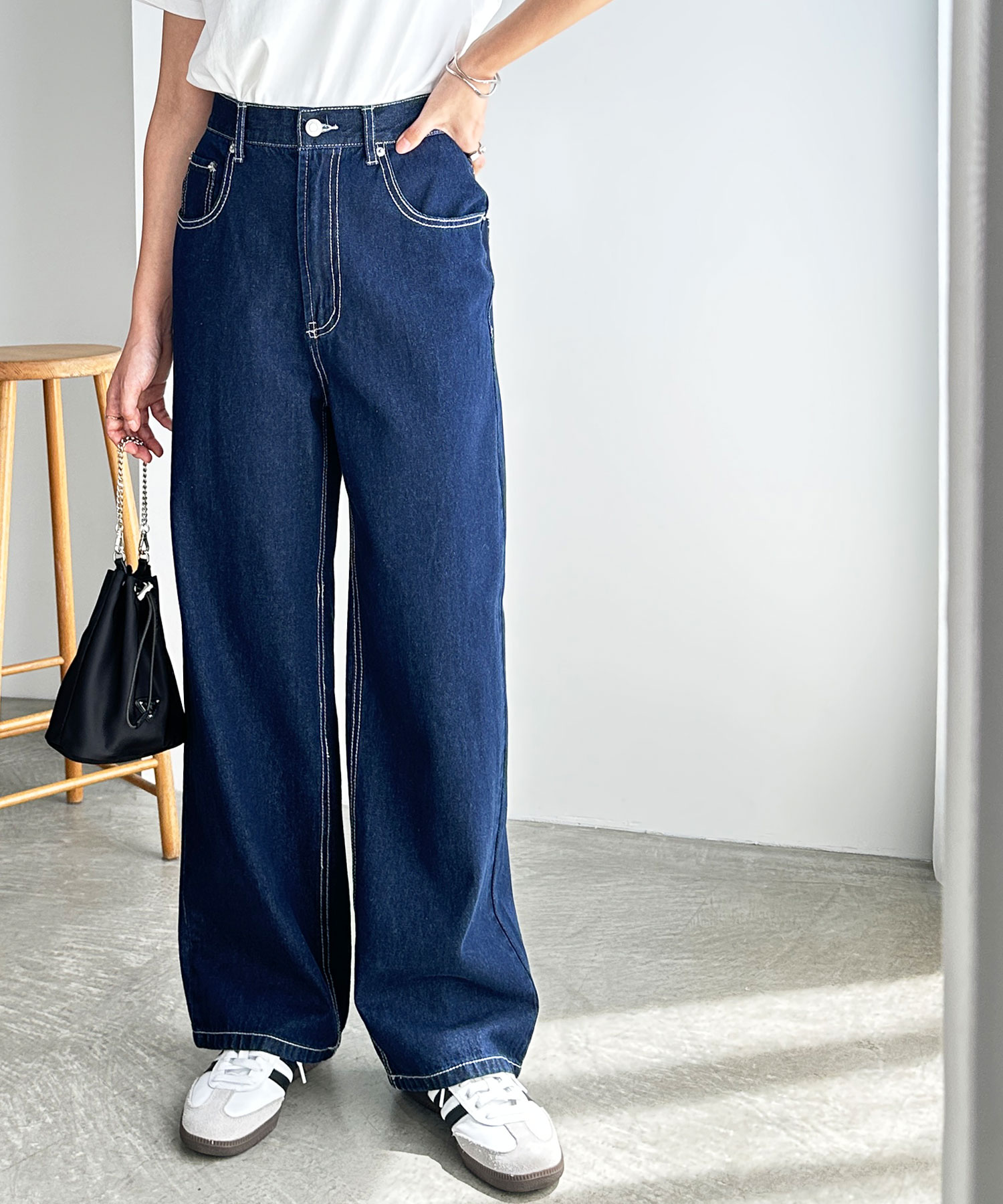 AMIE ハイウエストワイドストレートデニム　S AMIE original》ハイウエストワイドストレートデニム/Sサイズ