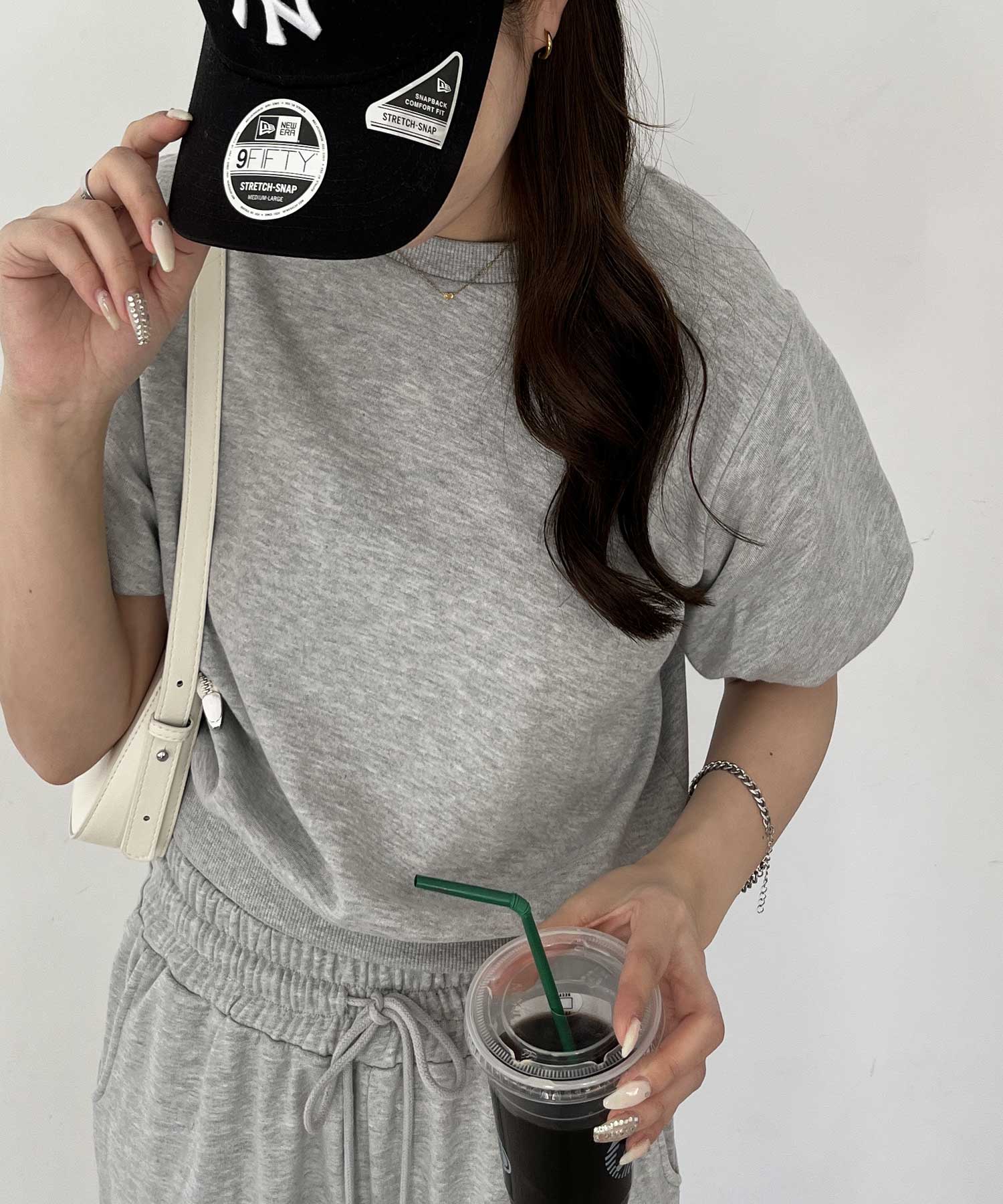 春夏に使える！セットアップ着用可能！パフスリーブスウェットＴシャツ