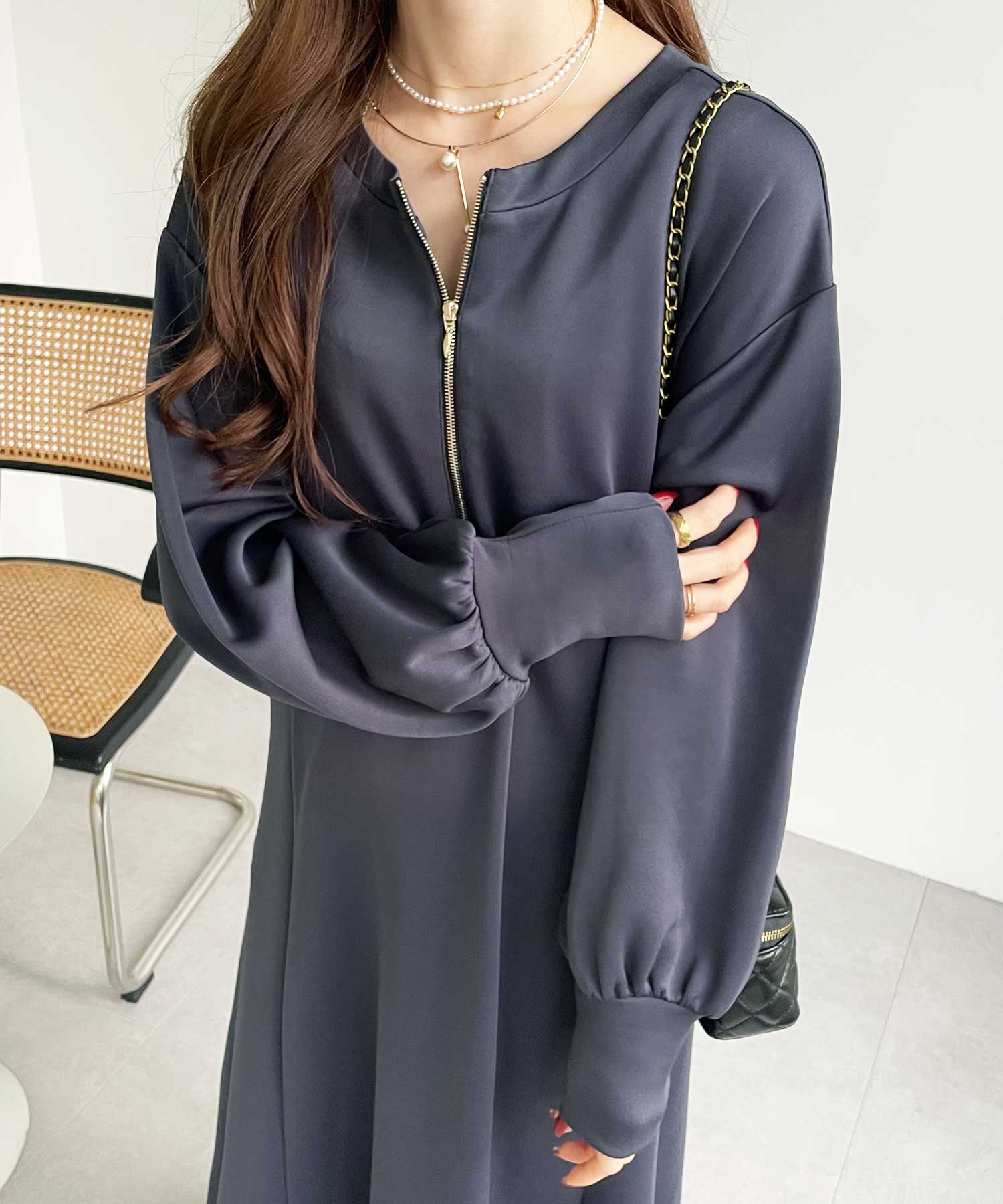 新色追加】春 まで使える。楽ちんすっきり見せ前後2WAYハーフジップ