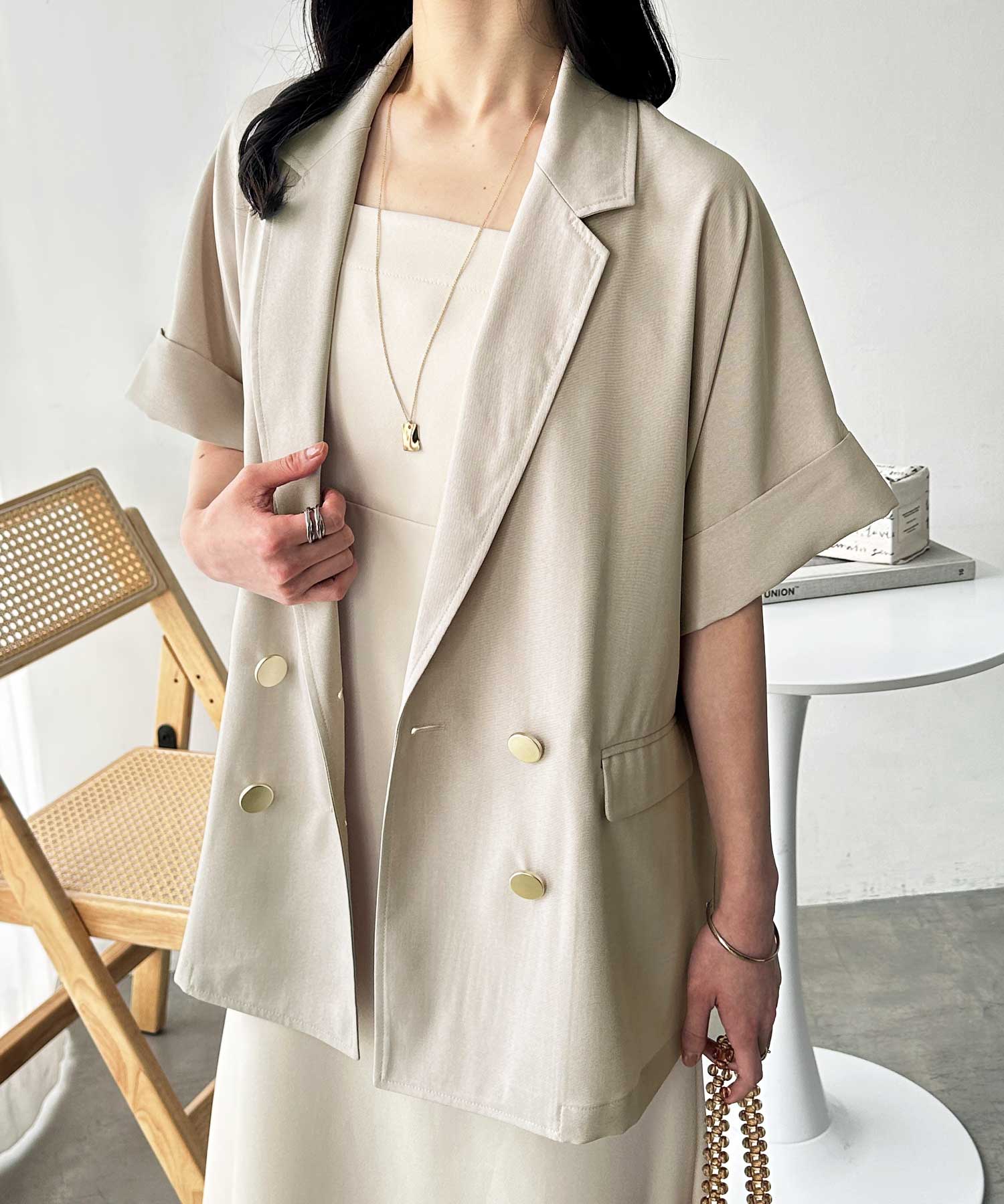 リネン調半袖ダブルジャケット | ファッション通販サイト NUGU