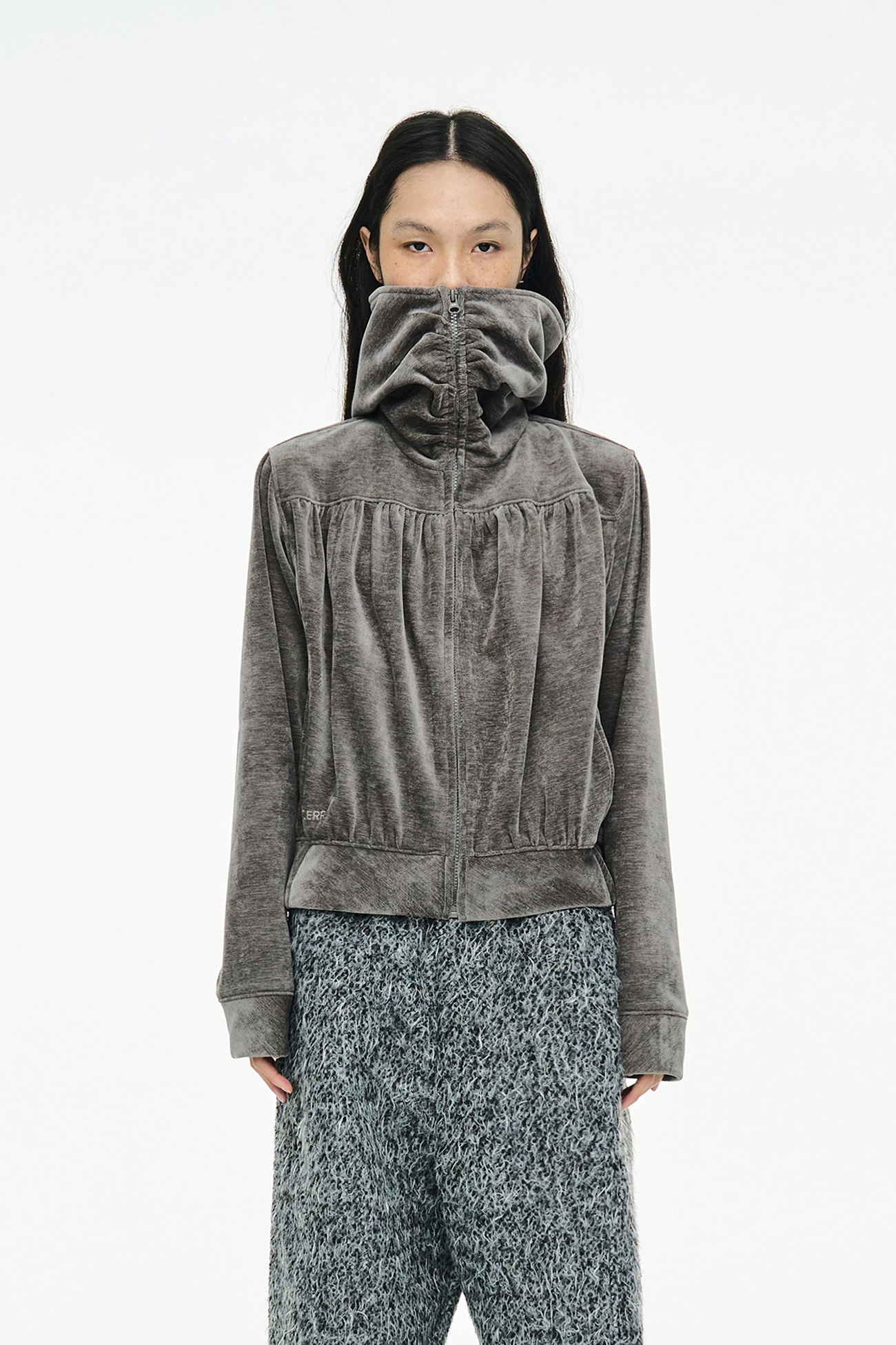 SHIRRING ZIP UP / GRAY