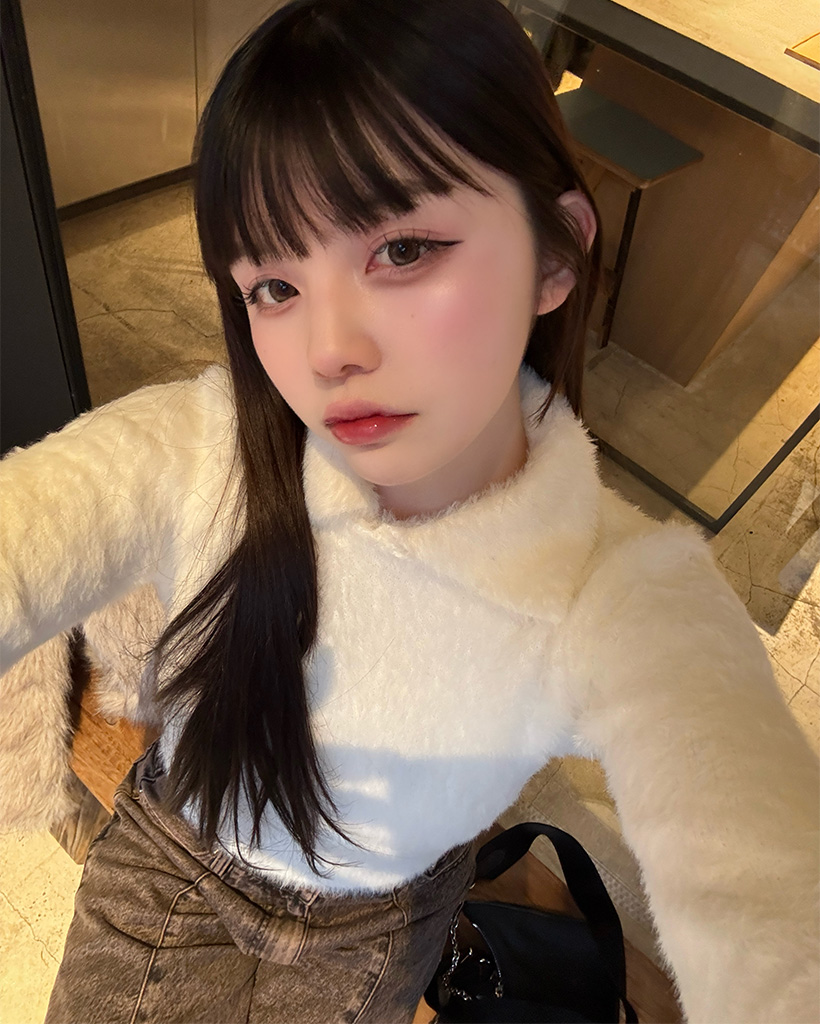 カラーネックファーニット