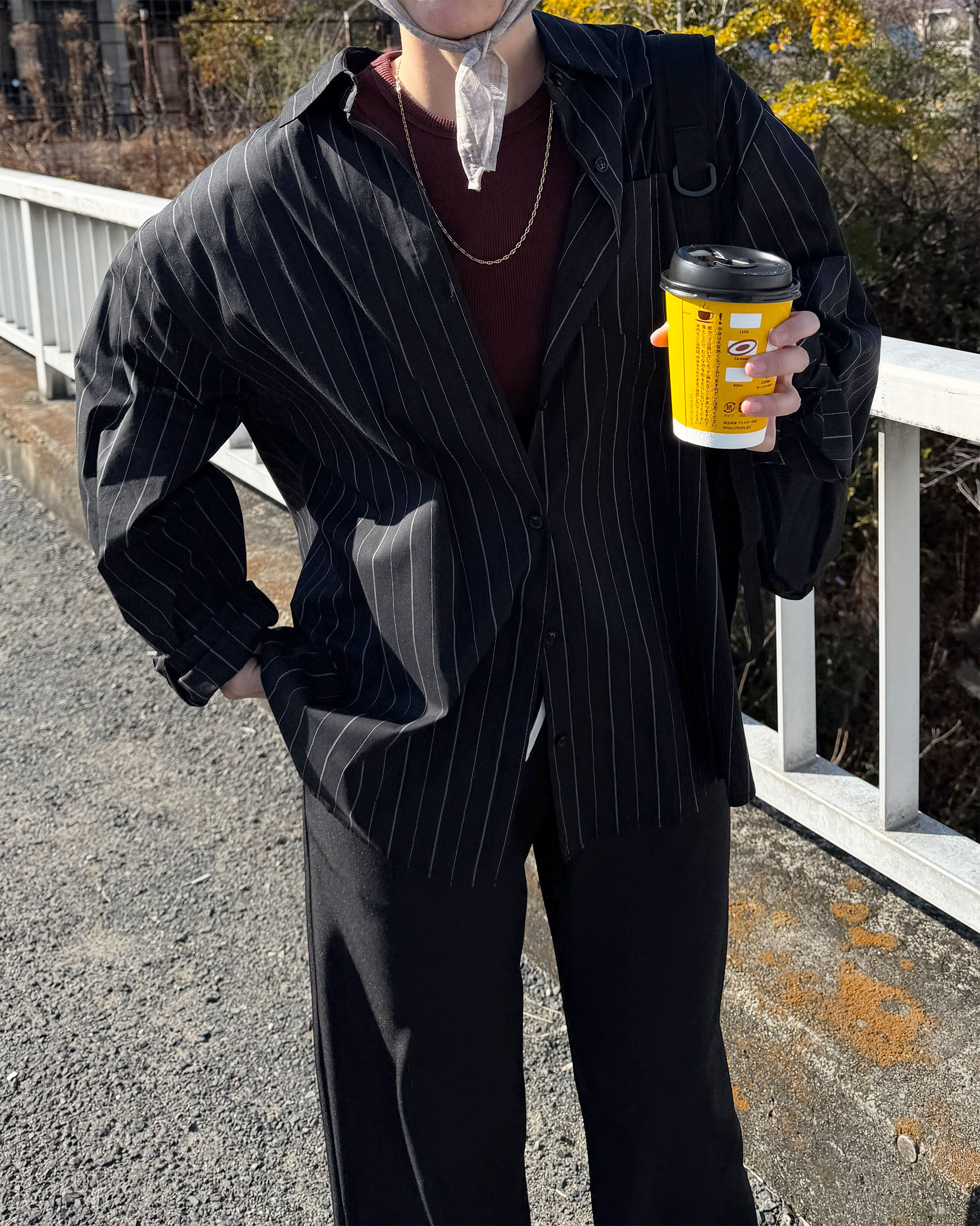 オーバーサイズストライプシャツ