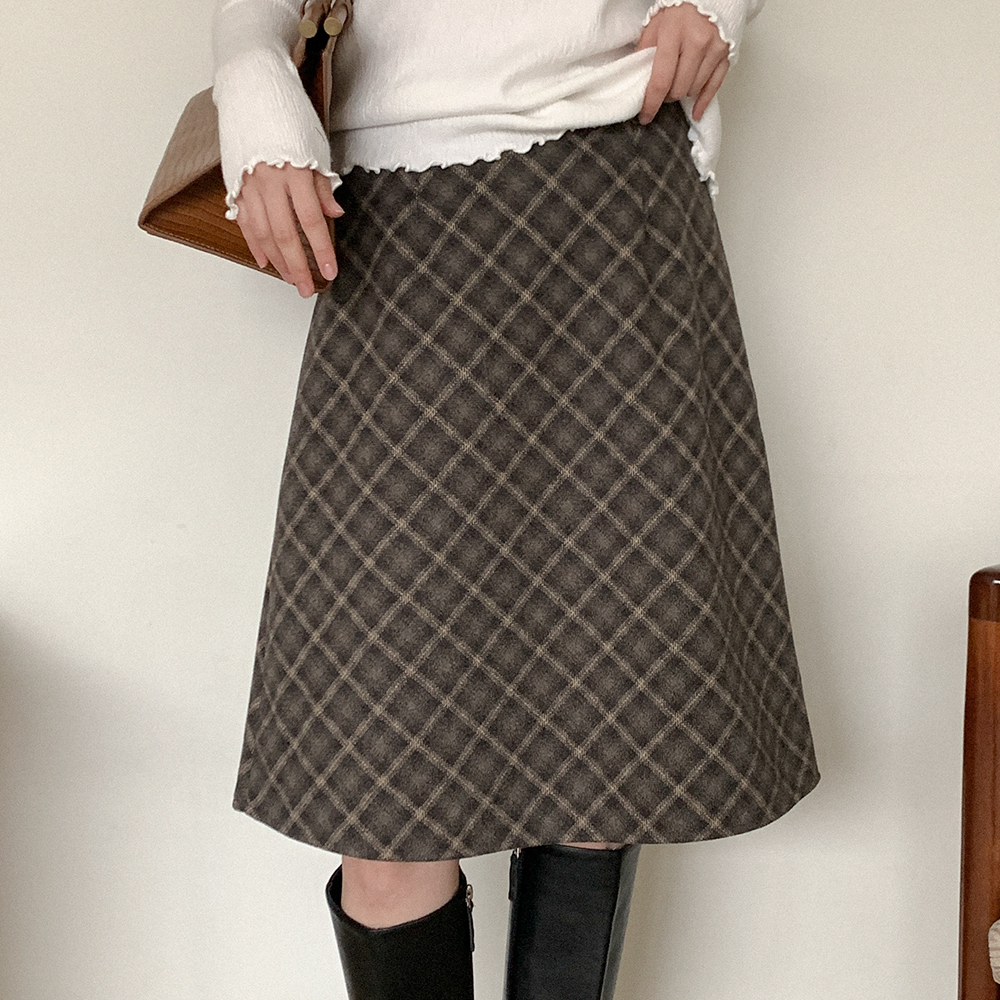 チェック柄 ミドル丈 スカート
