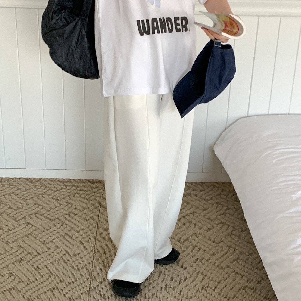 コットンワイドウエストゴムパンツ