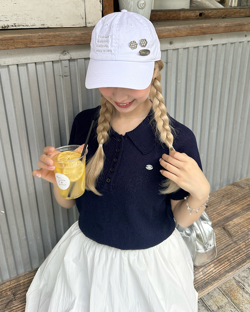 オープンカラーボタンポイントブークレニット