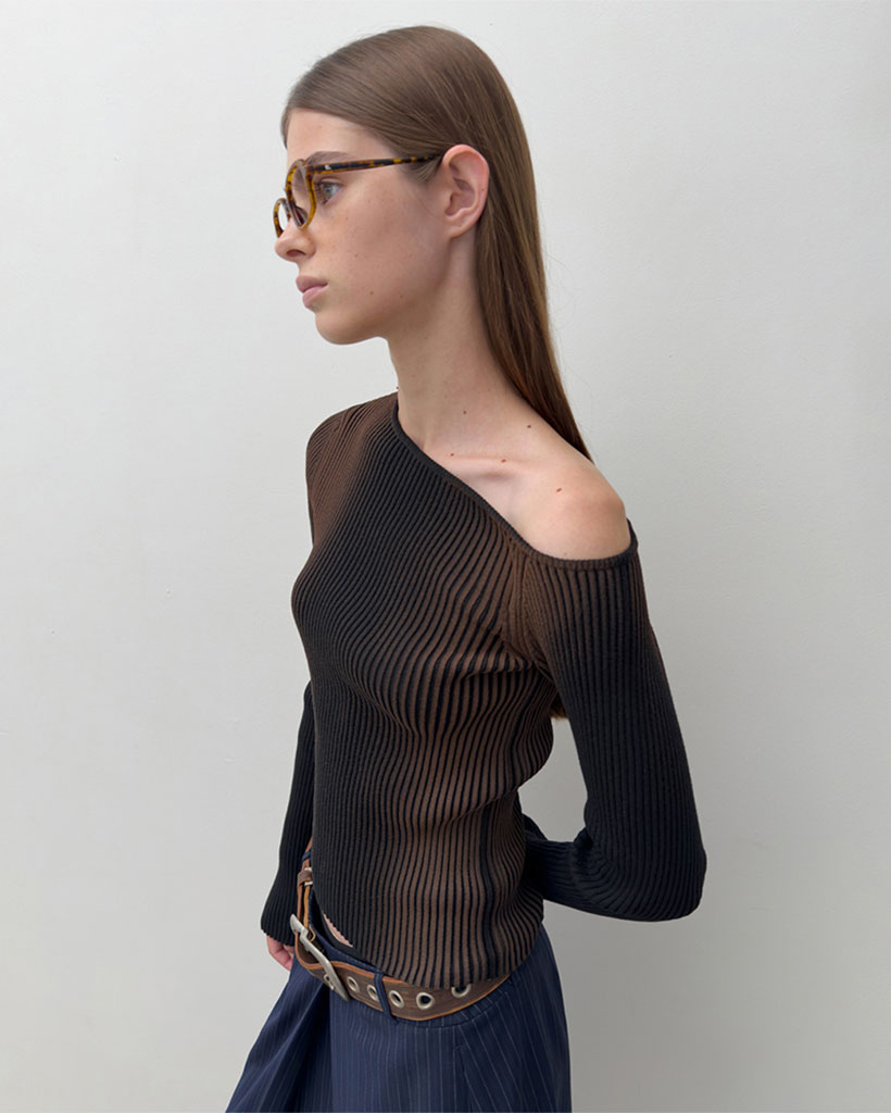 ONE OFF SHOULDER SPRAY KNIT (black) | ファッション通販サイト NUGU