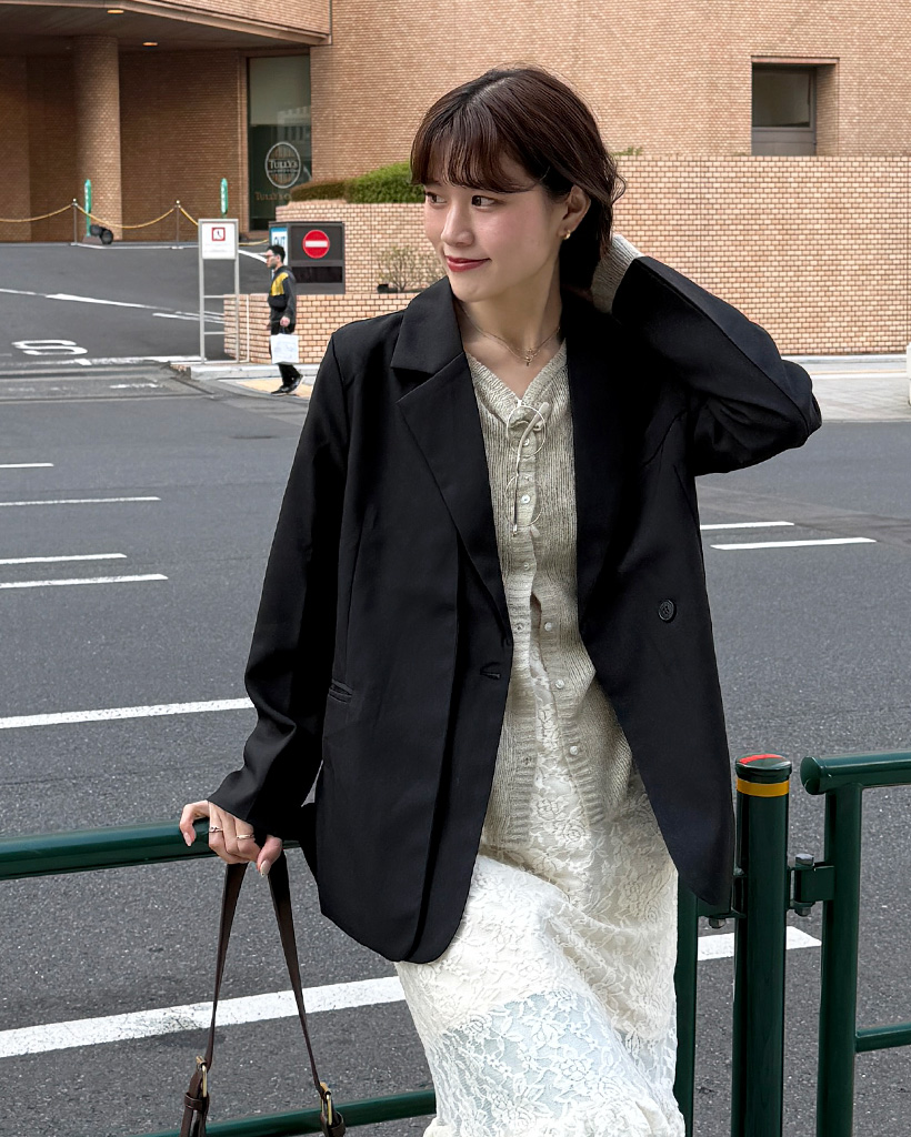 ピンタックオーバーサイズテーラードジャケット