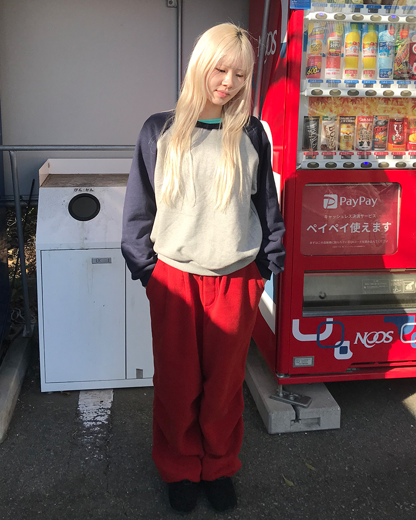 バイカラーラグランスウェット