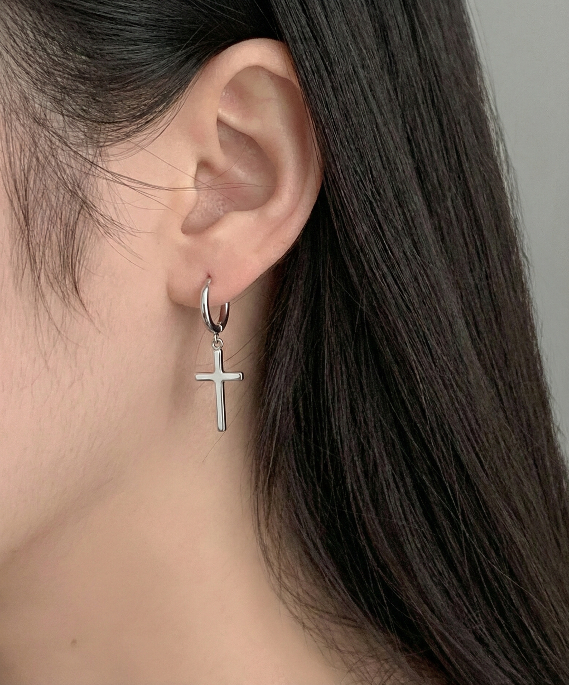 シルバー925クロスリングピアス