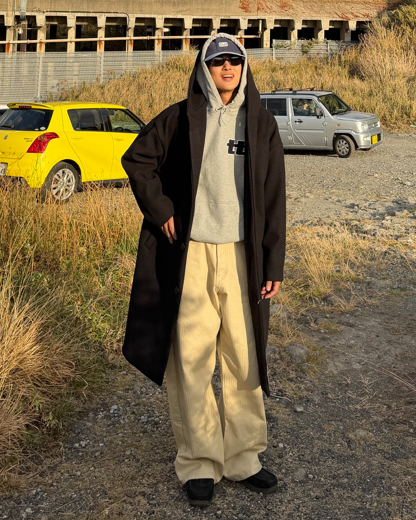 ウールロングフードコート