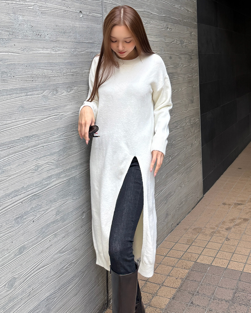 ロングスリットニット