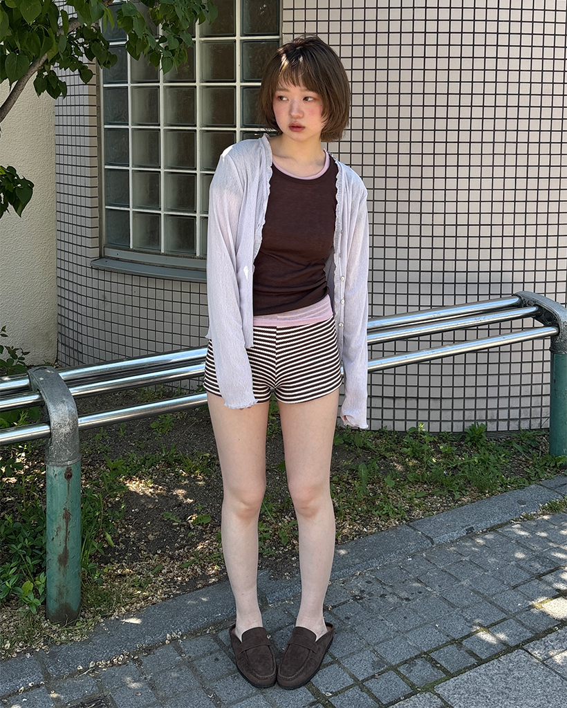 ボーダーニットショートパンツ