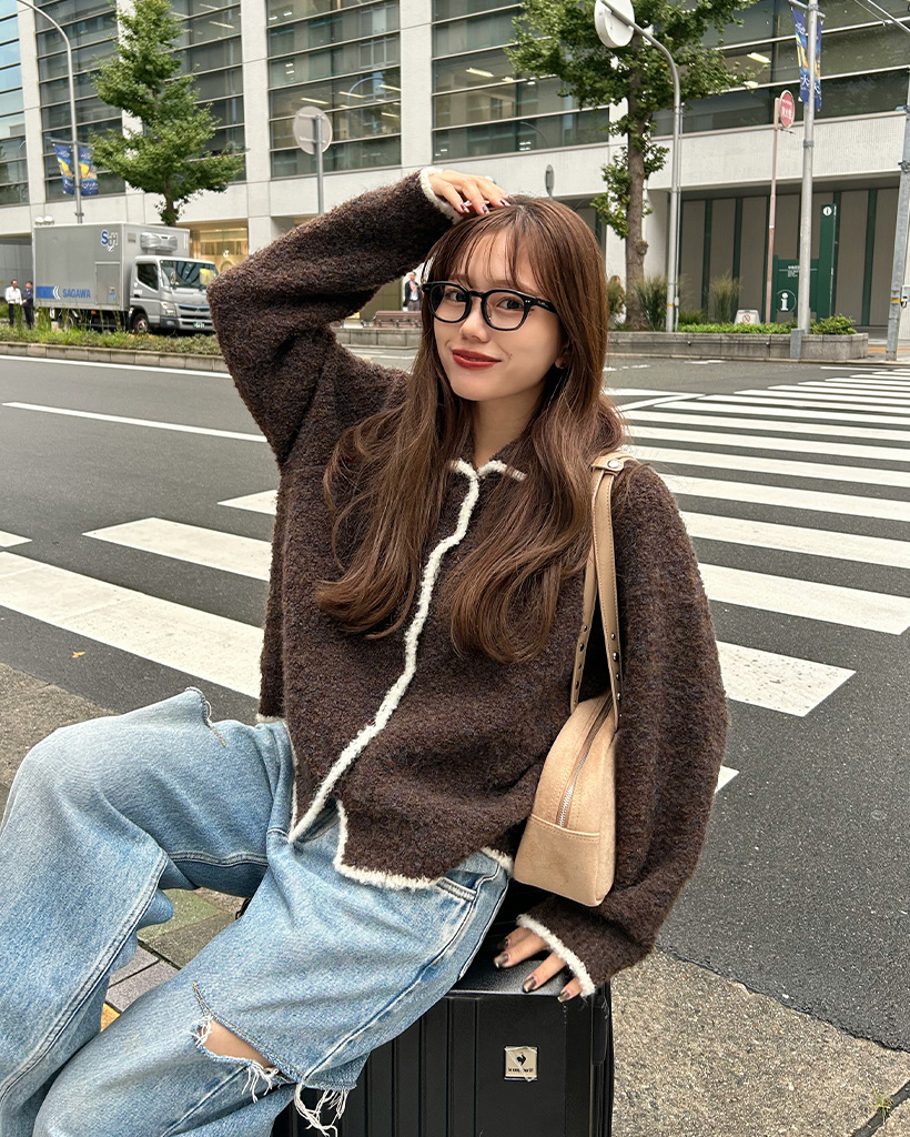 エムプルミエ フード付き カーディガン ベージュ M-PREMIER エム