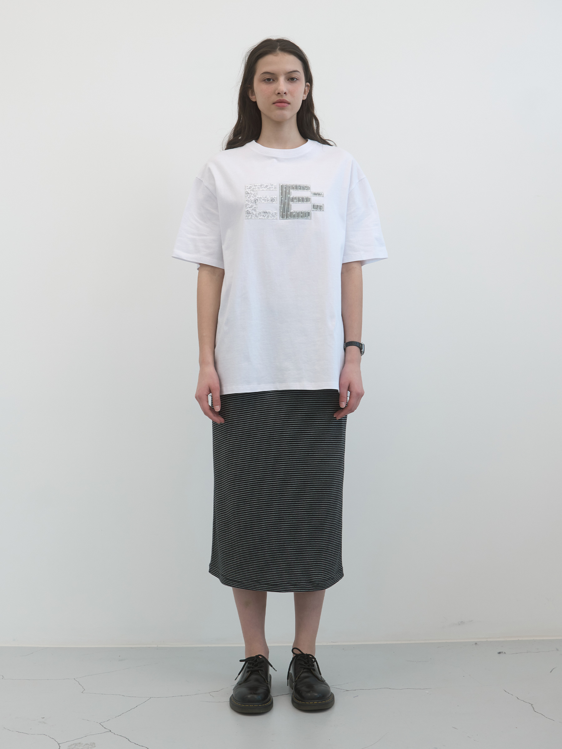 Paisley Pixel Logo Boxy T-shirt (White)