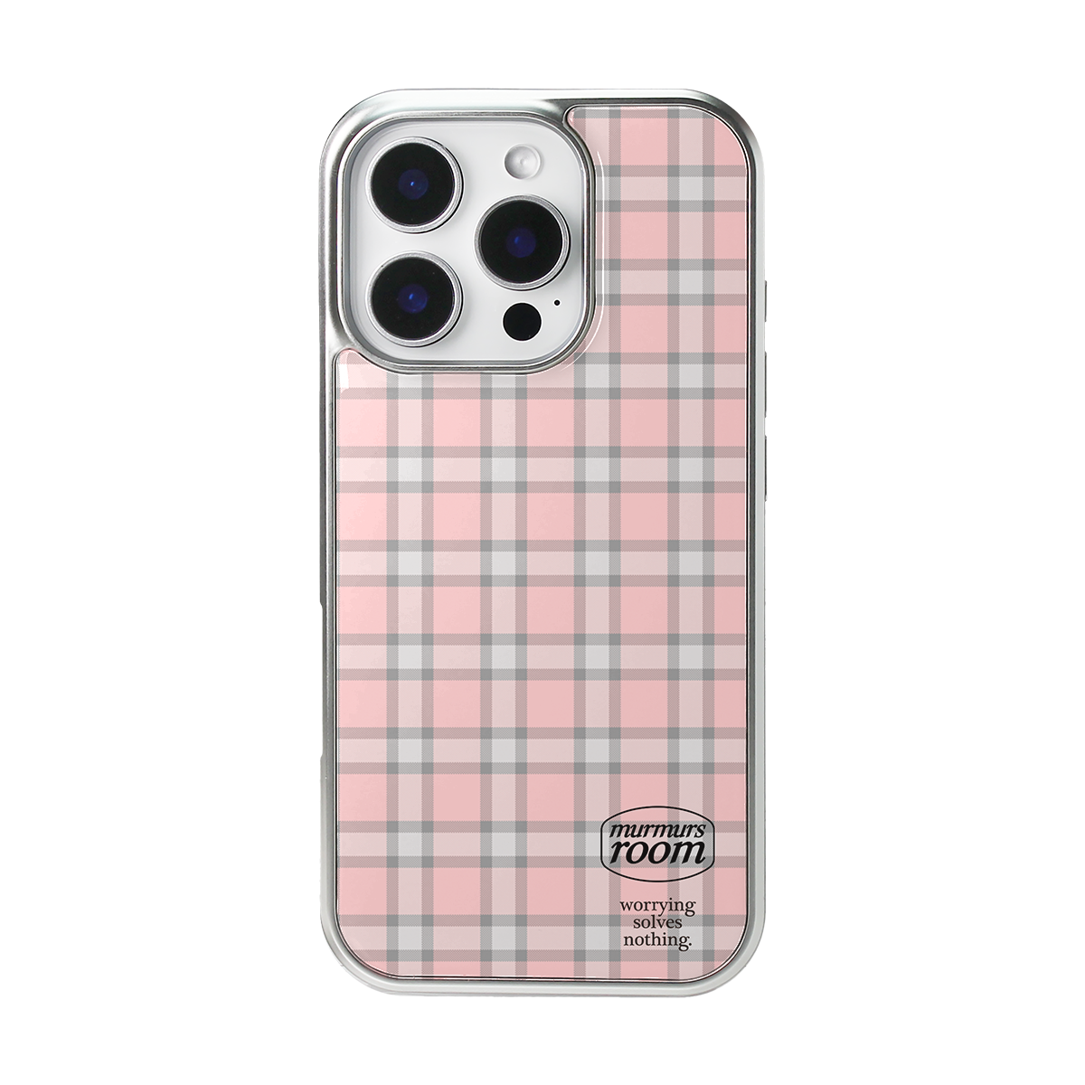 チェッカーボード エポキシ スマホケース (silver / pink)