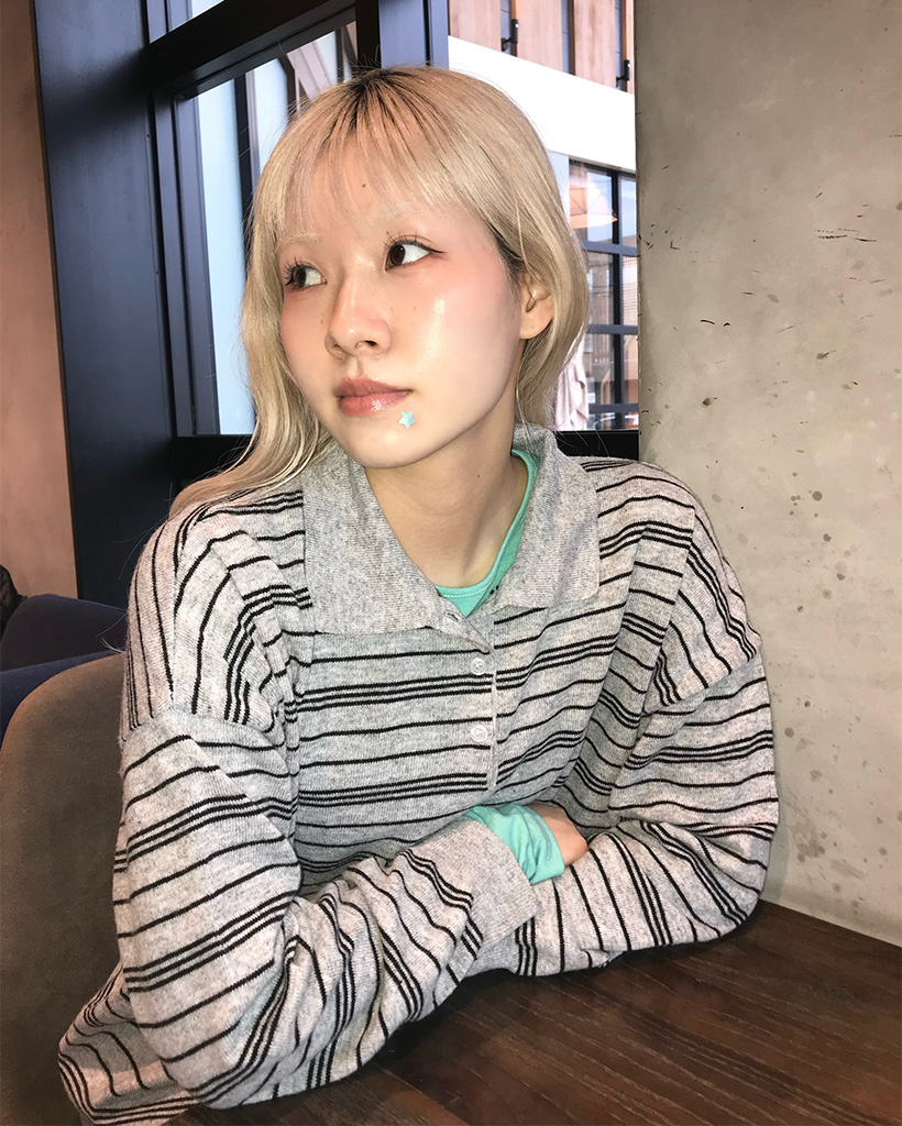 カラーネックボーダーニット