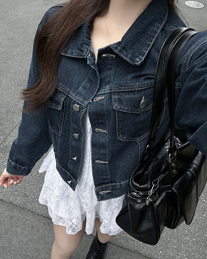 ステッチクロップデニムジャケット