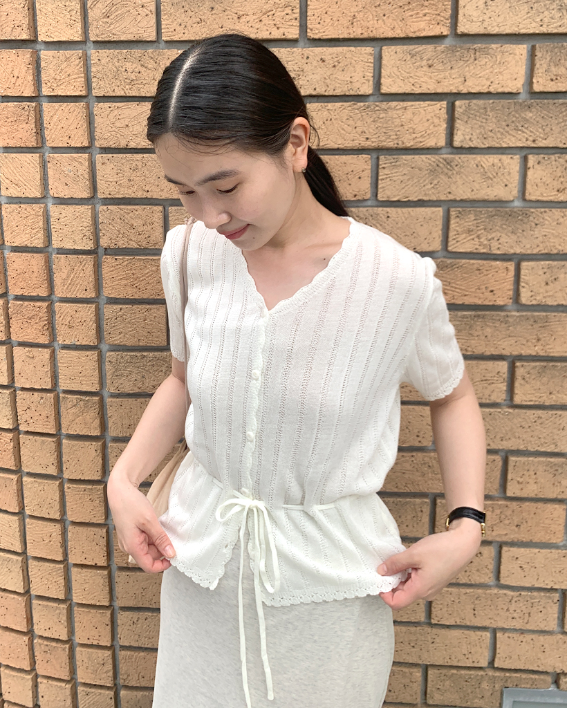 パンチングヘムシースルーニットカーディガン