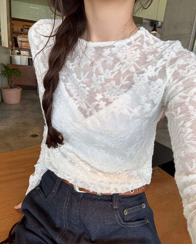 フラワーシースルーTシャツ