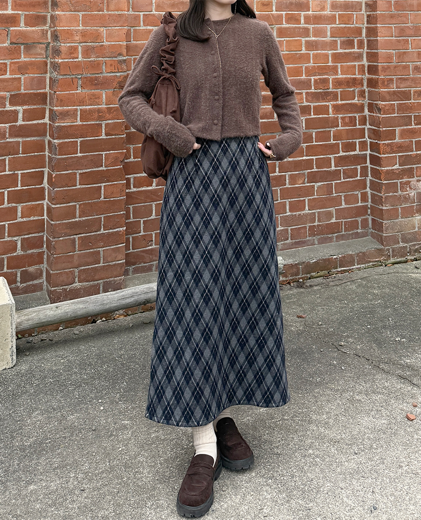 チェック起毛ロングスカート