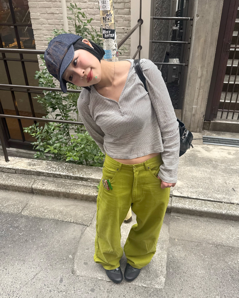 (ユニセックス)カラーコットンワイドパンツ