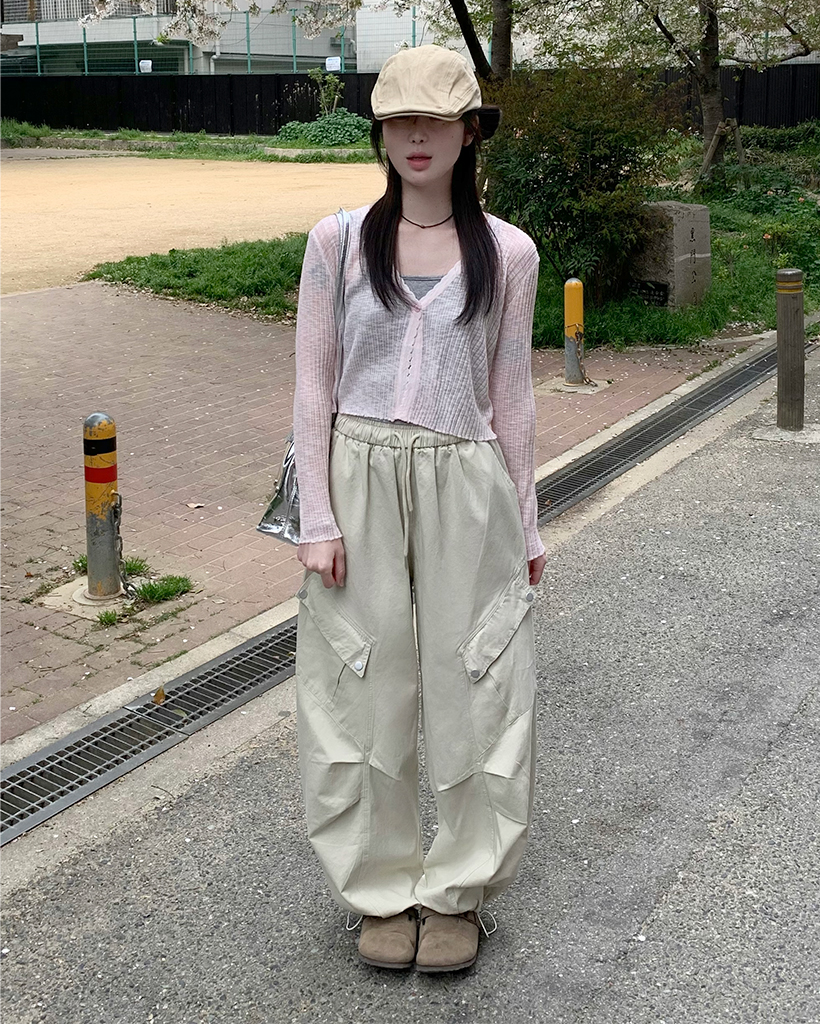 カーゴウエストゴムストリング付きパンツ