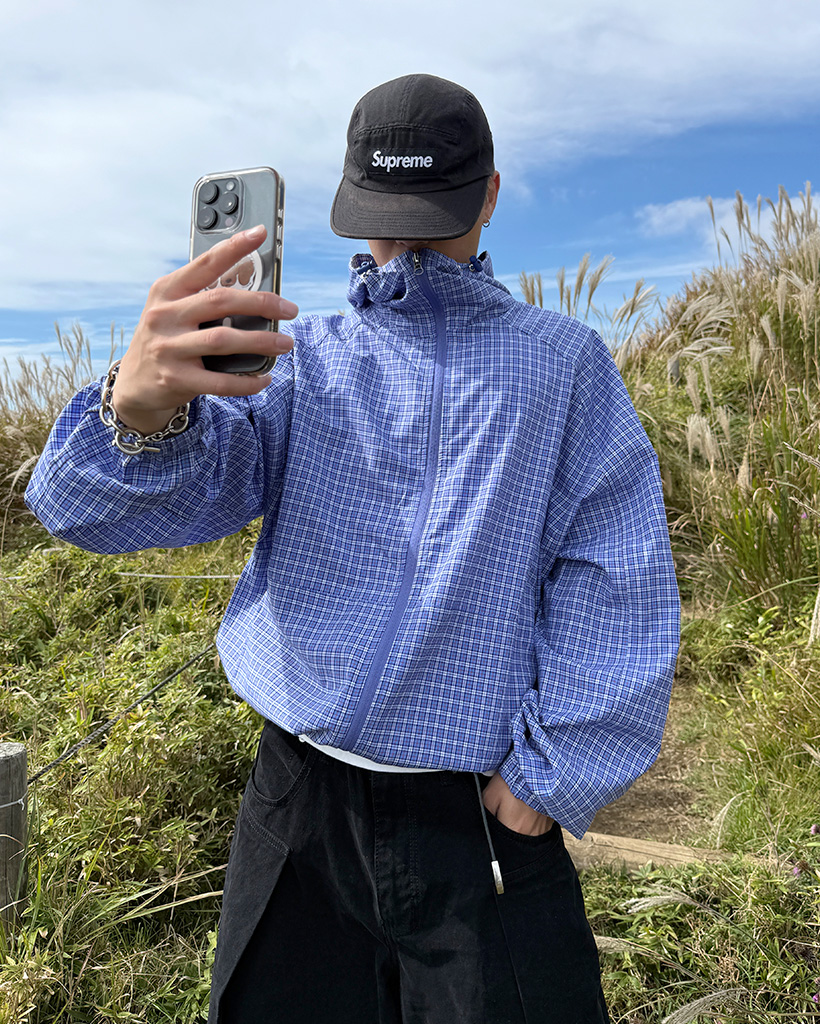 チェックフーディーライトジャケット