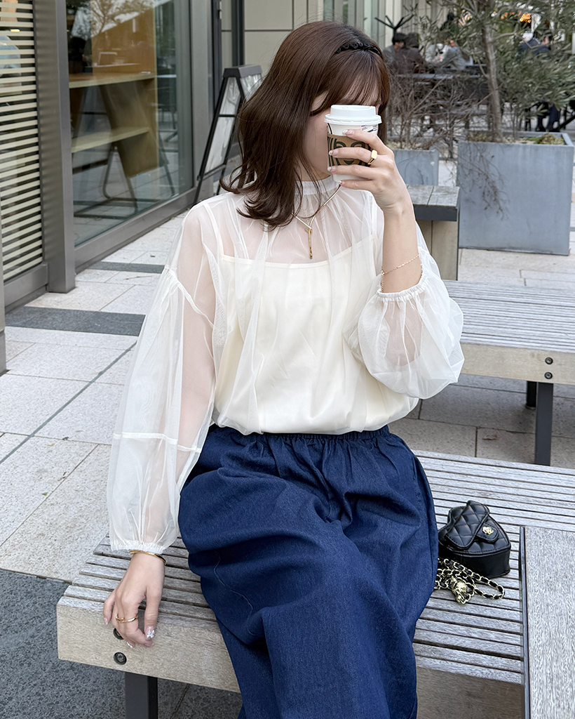 オーガンジーシースルーブラウス