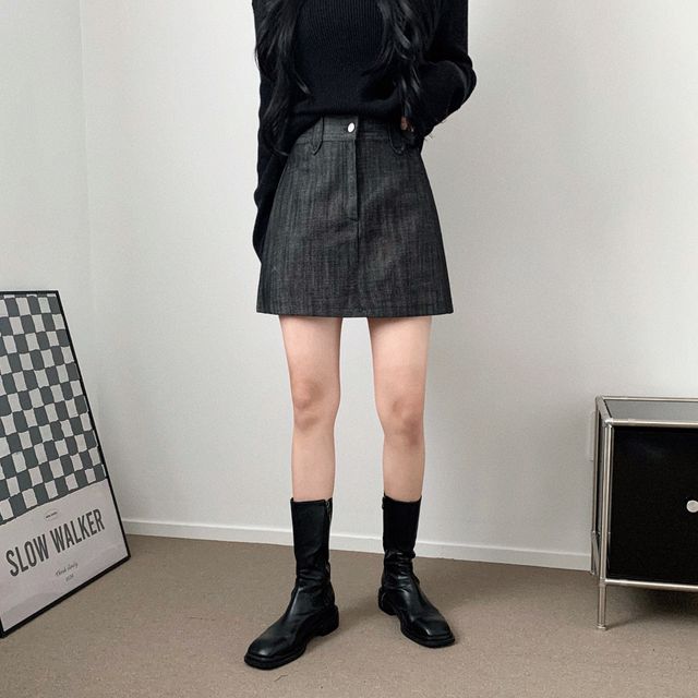 2col デニムAラインコットンミニスカート | ファッション通販