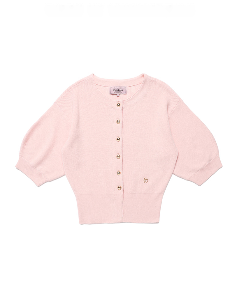VOLUME SLEEVE HALF CARDIGAN PINK