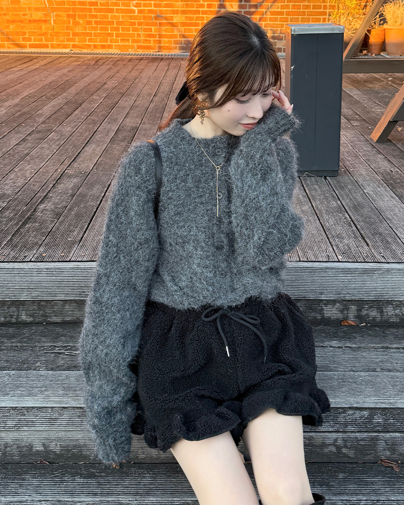 チャイナハーフオープンニット