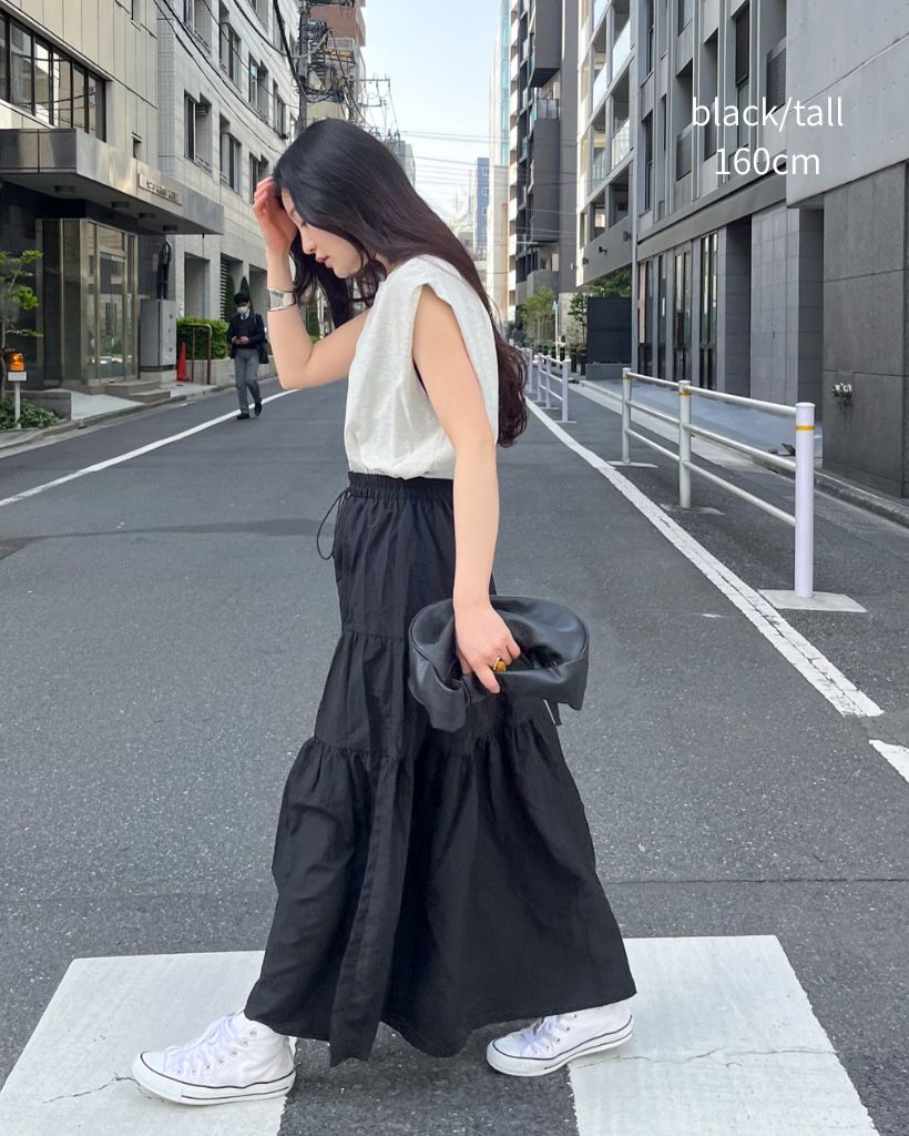 TALLサイズあり】ドロストナイロンティアードスカート | ファッション