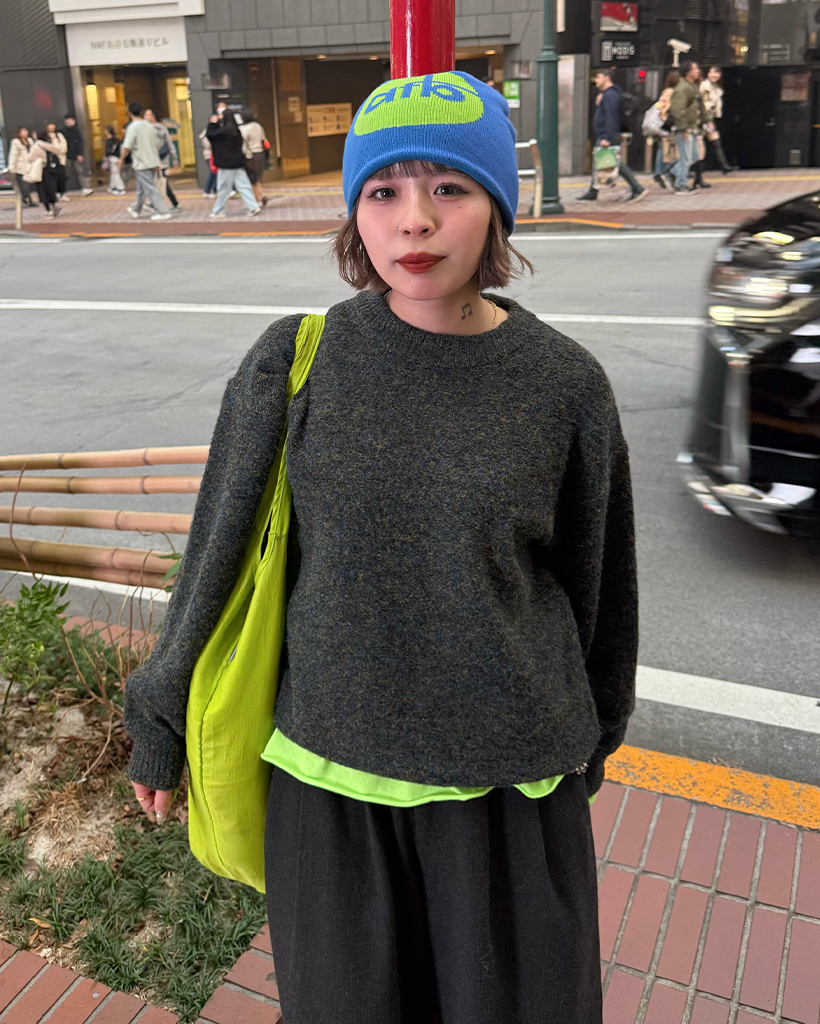 (ユニセックス)メランジラウンドネックニット