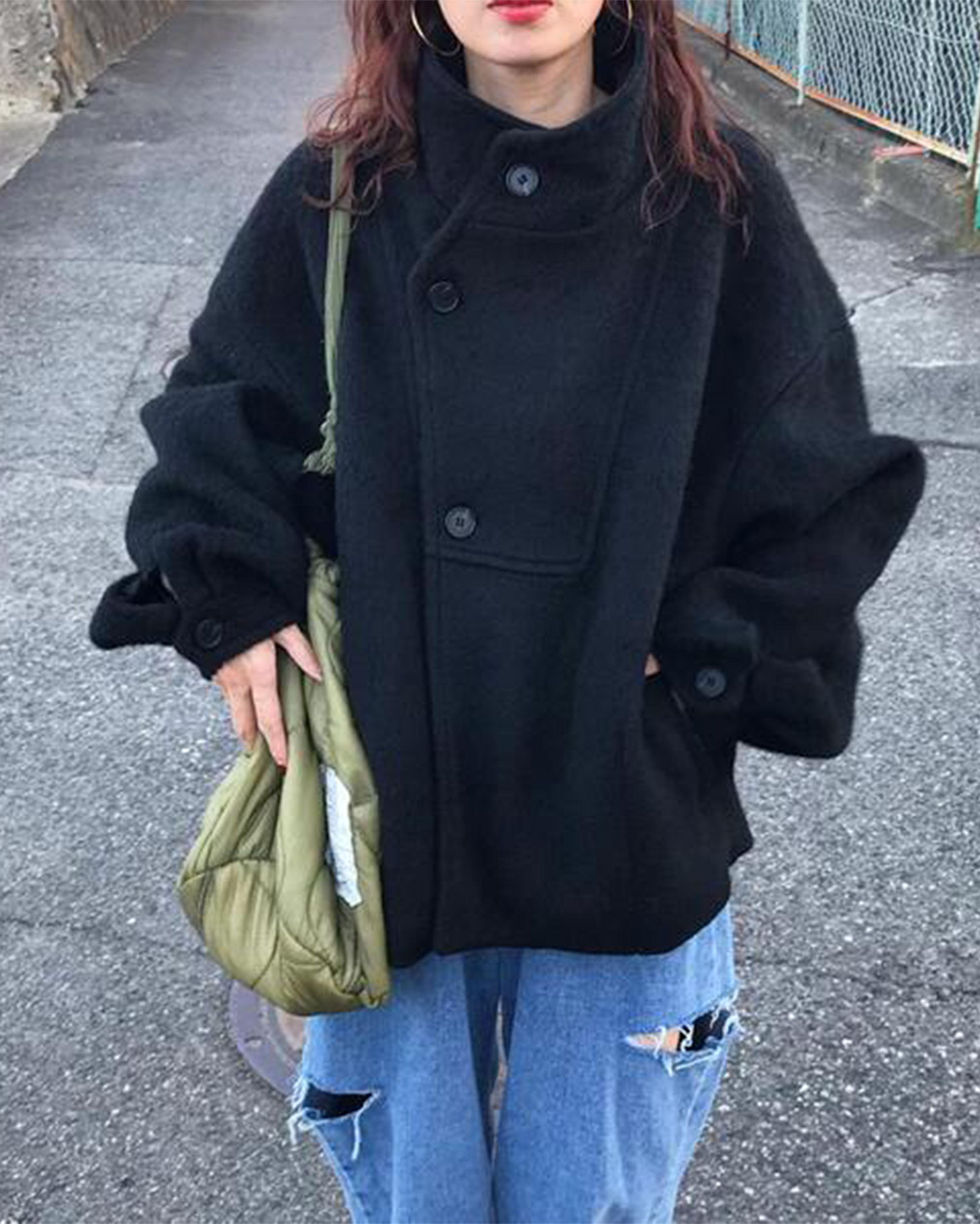 [秋再入荷][20回再販](ORIGINAL) モヘアライクハーフジャケット
