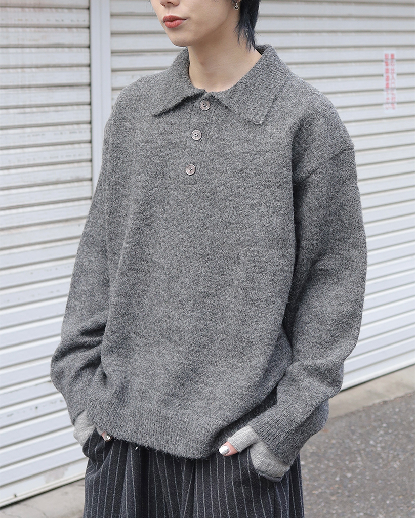 (ユニセックス)ブークレカラーニット